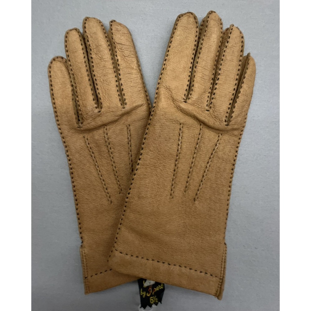 Gloves By Superb Sz 6.5/S Leather Brown Knit Line Romania Old Money Quiet Luxury